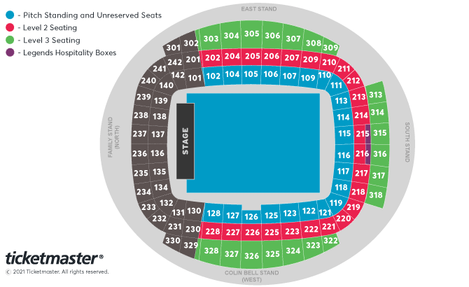 Liam Gallagher Seating Plan at Etihad Stadium Manchester
