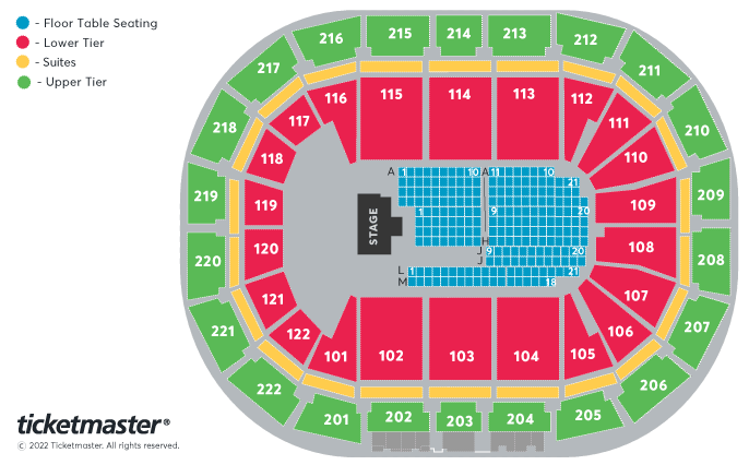 2023 Cazoo Premier League Darts Seating Plan at Manchester Arena