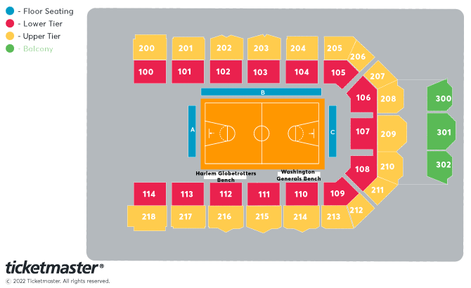 Harlem Globetrotters Seating Plan at Utilita Arena Newcastle