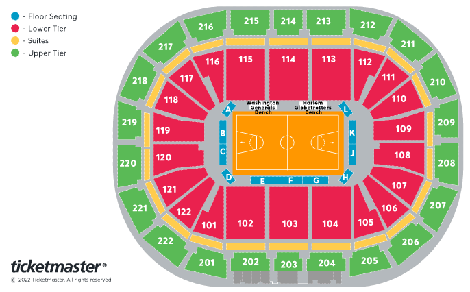 The Original Harlem Globetrotters Seating Plan at Manchester Arena
