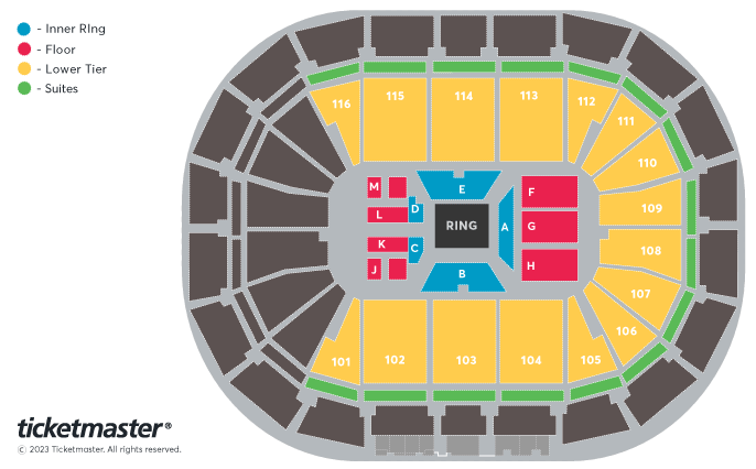 Matchroom Boxing UK Seating Plan at Manchester Arena