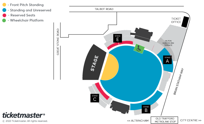 Green Day - The Saviors Tour Seating Plan at Old Trafford Cricket Ground