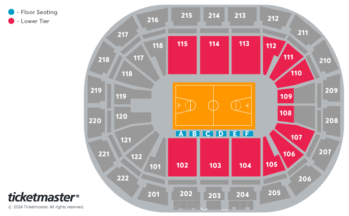 Manchester Thunder V London Pulse Seating Plan at Manchester Arena