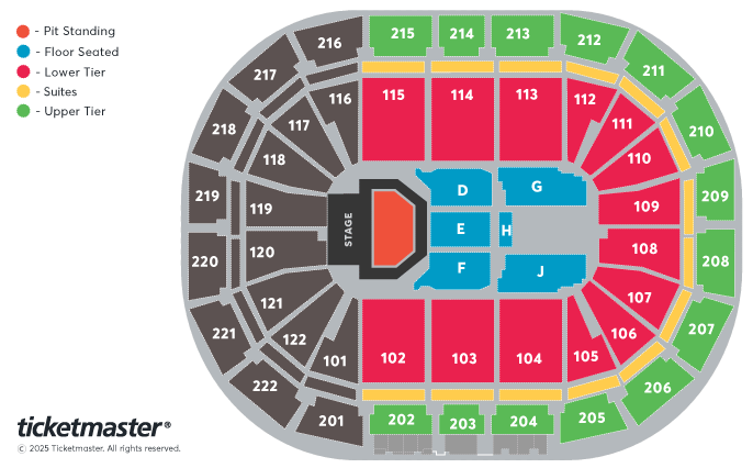 Five Seating Plan at Manchester Arena