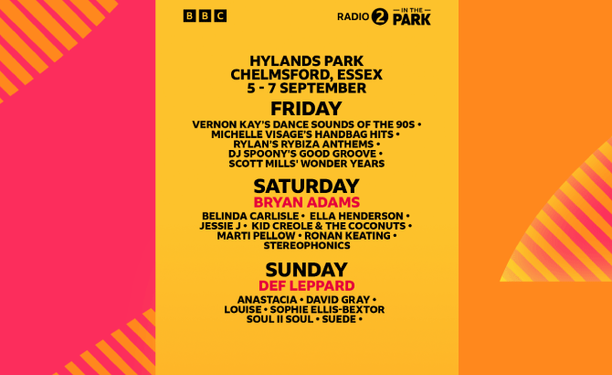 Venue seating chart for BBC Radio 2 in the Park for reference only