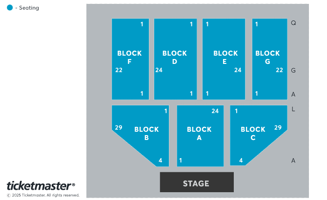 Venue seating chart for Greenwich Comedy Festival for reference only