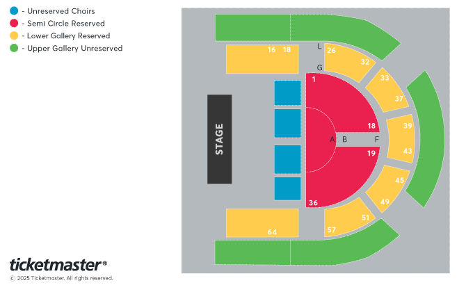 Venue seating chart for Gordon Buchanan for reference only