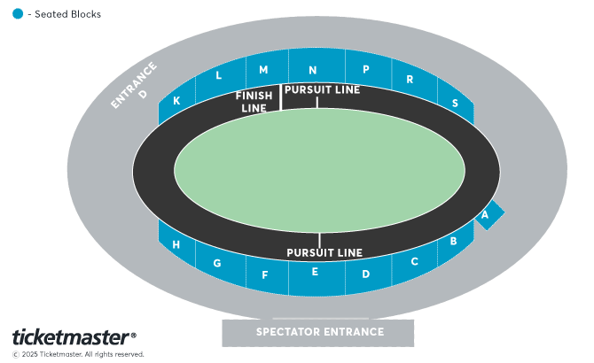 Venue seating chart for National Track Championships for reference only