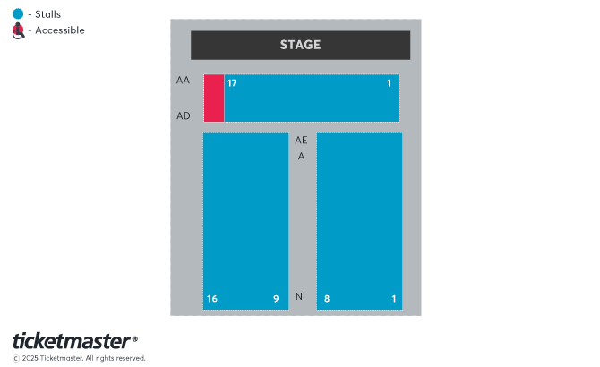 Venue seating chart for Wynne Evans for reference only