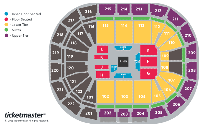 BKFC 94 Darren Till v Yoel Romero Seating Plan at Manchester Arena