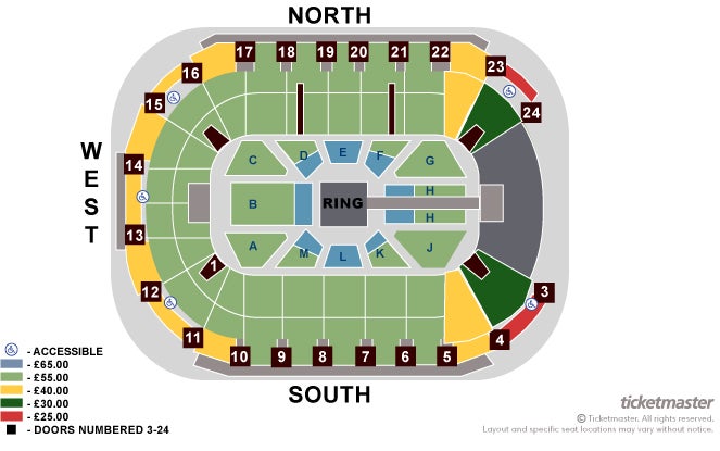 WWE Live - VIP Packages Seating Plan at Odyssey Arena