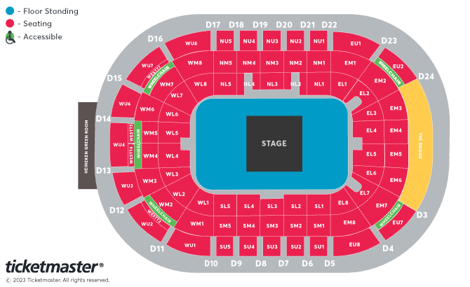 Bryan Adams - So Happy It Hurts Tour Seating Plan at Odyssey Arena