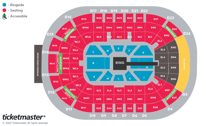 WWE Live - VIP Packages Seating Plan at Odyssey Arena