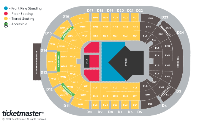 Busted vs McFly Seating Plan at Odyssey Arena