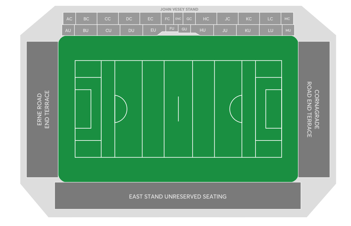 Venue seating chart for Ulster GAA Football Championship for reference only