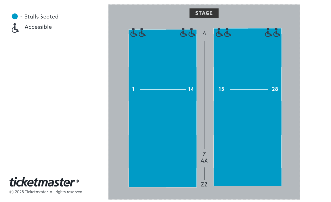Venue seating chart for Neil Delamere for reference only