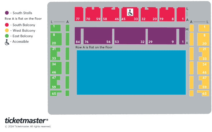 David Gilmour Dress Rehearsal Performance Seating Plan at The Brighton Centre