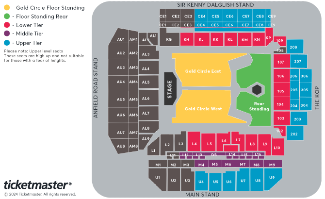 Dua Lipa - Radical Optimism Tour Seating Plan at Anfield