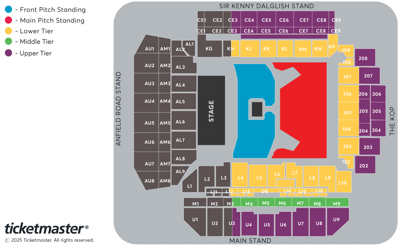 My Chemical Romance - Long Live The Black Parade Tour Seating Plan at Anfield