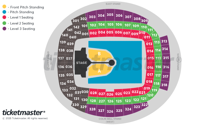 TAKE THAT - THE CIRCUS LIVE - Summer 2026 Seating Plan at Etihad Stadium Manchester