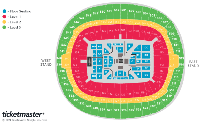 Joshua v Dubois - Riyadh Season Card Wembley Edition Seating Plan at Wembley Stadium