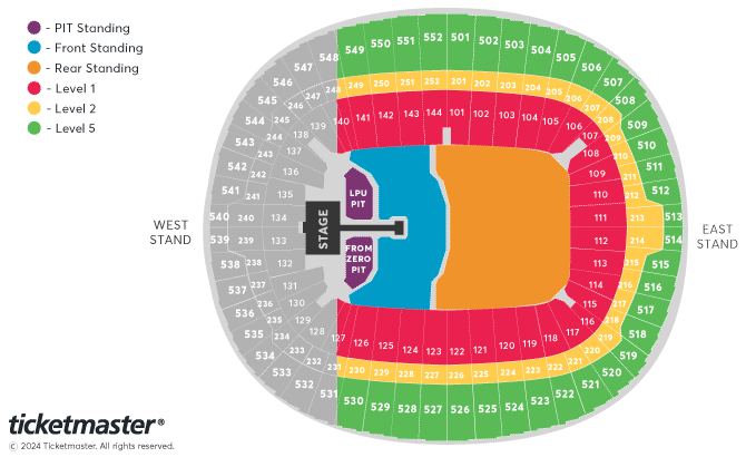 Linkin Park: From Zero World Tour 2025 Seating Plan at Wembley Stadium