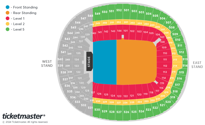 Guns N' Roses: 2025 Seating Plan at Wembley Stadium