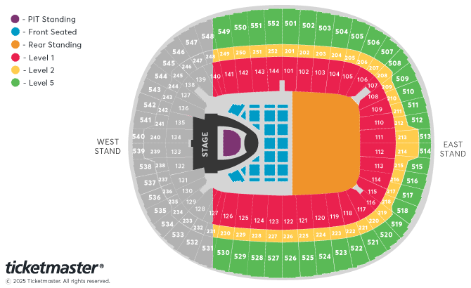 Blackpink 2025 World Tour Seating Plan at Wembley Stadium