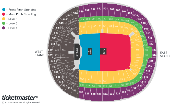 My Chemical Romance - Long Live The Black Parade Tour Seating Plan at Wembley Stadium