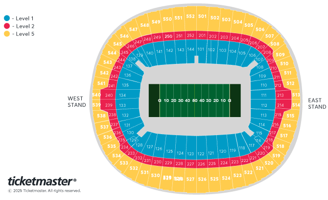 Union Jack Classic - University of Kansas vs. Arizona State University Seating Plan at Wembley Stadium
