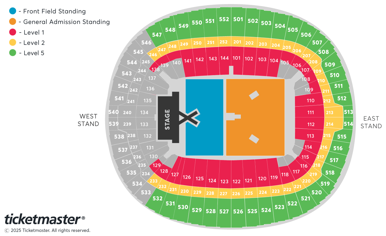 Luke Combs - My Kinda Saturday Night Seating Plan at Wembley Stadium