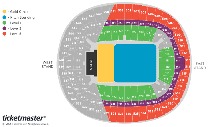 Bon Jovi: FOREVER TOUR Seating Plan at Wembley Stadium