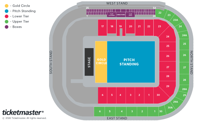 SMK Live Presents - Black Eyed Peas & Cat Burns Seating Plan at Stadium MK