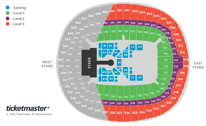 Diljit Dosanjh - Aura World Tour 2026 Seating Plan at Wembley Stadium